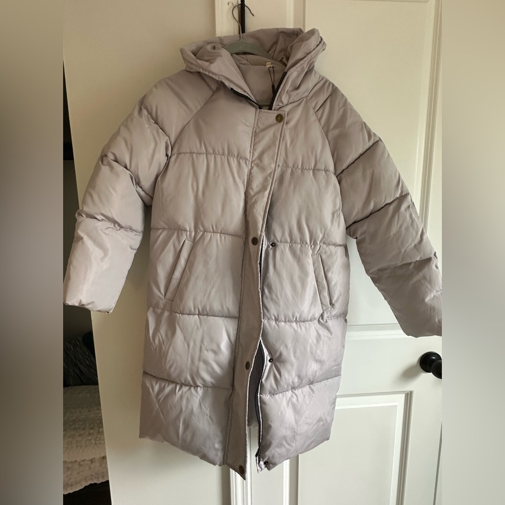 Women’s Longline Puffer Jacket - Light Gray